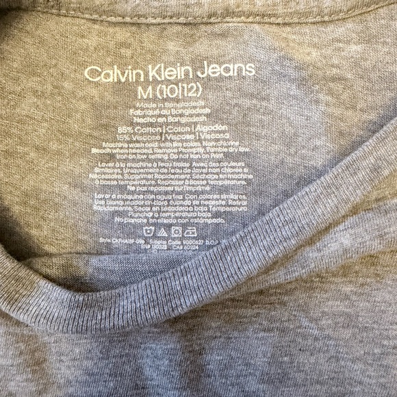 Calvin Klein Heather Gray Logo Long Sleeve, boys 10/12 - Picture 3 of 3